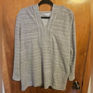 J Jill FIT Womens Pullover Hooded Sweatshirt French Terrie Gray Outerwear XL